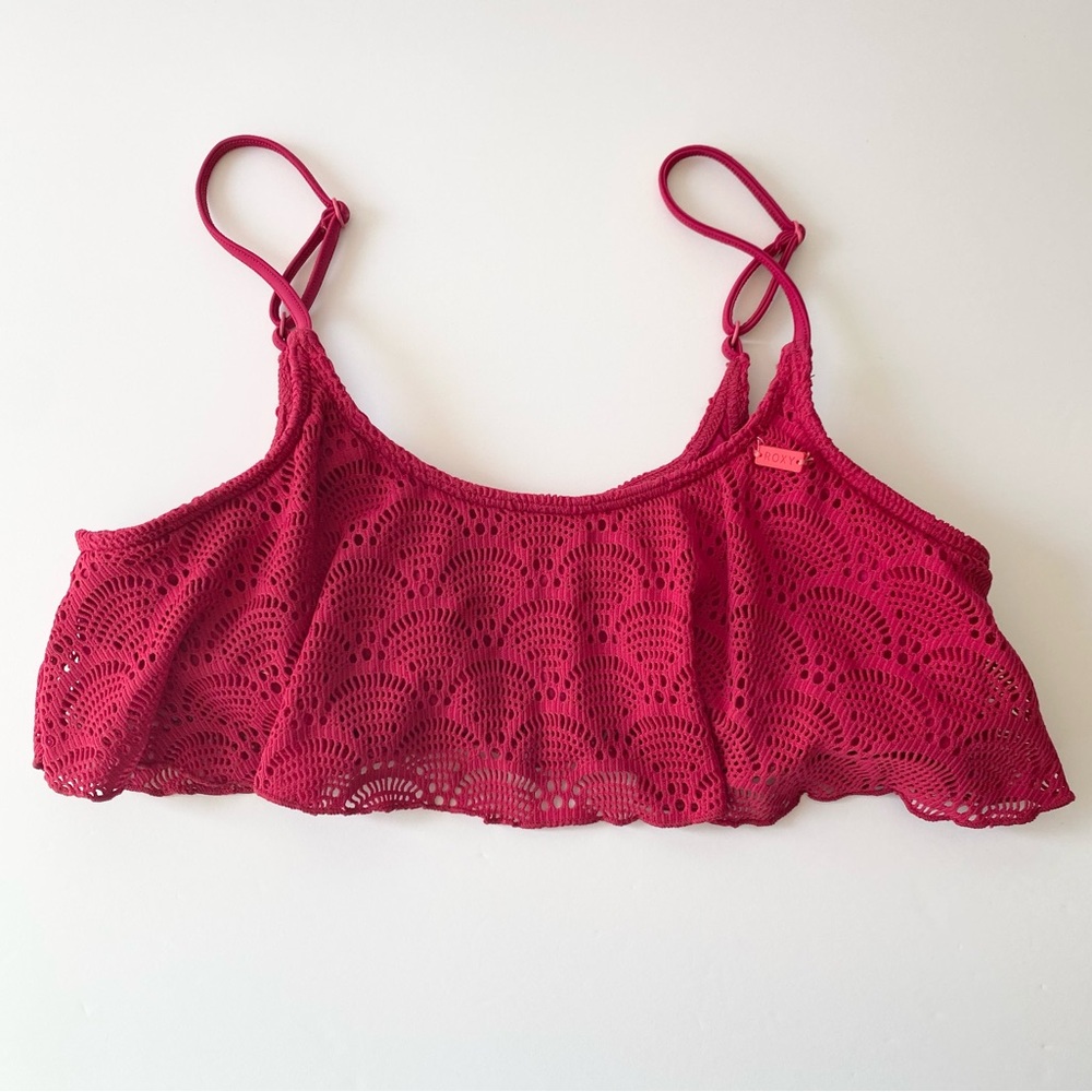 Roxy Swim Top size small Crochet‎ Bralette adjustable straps fuchsia